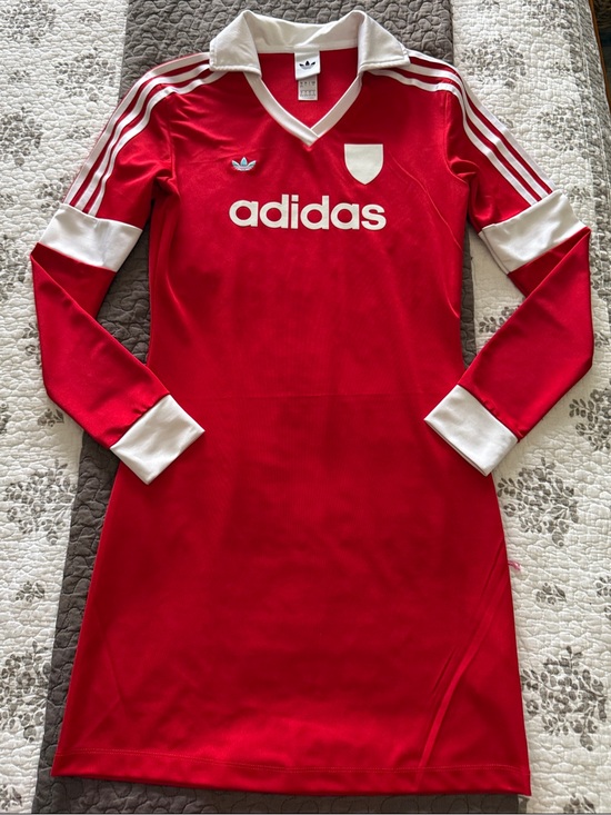 adidas Dresses & Skirts - adidas Red Long Sleeve Polo-Style Dress with White Trim